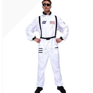 NASA Astronaut Costume Jumpsuit Space Suit Cosplay Halloween‎ Party White L